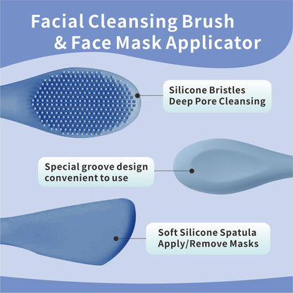 Silicone Face Scrubber, 2 in 1 Face Mask Brush, Pore Brush, Blackhead Remover, Facial Cleansing Brushes, Face Mask Applicator for Mud, Clay(Pink+Purple)