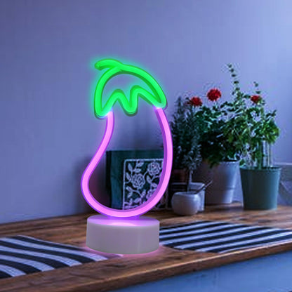 ENUOLI Eggplant Shaped Neon Sign,LED Eggplant Neon Sign for Bedroom Purple Eggplant Lights USB/Battery Operated Lamp Purple Room Decor Light Up for Games Room Living Room Party