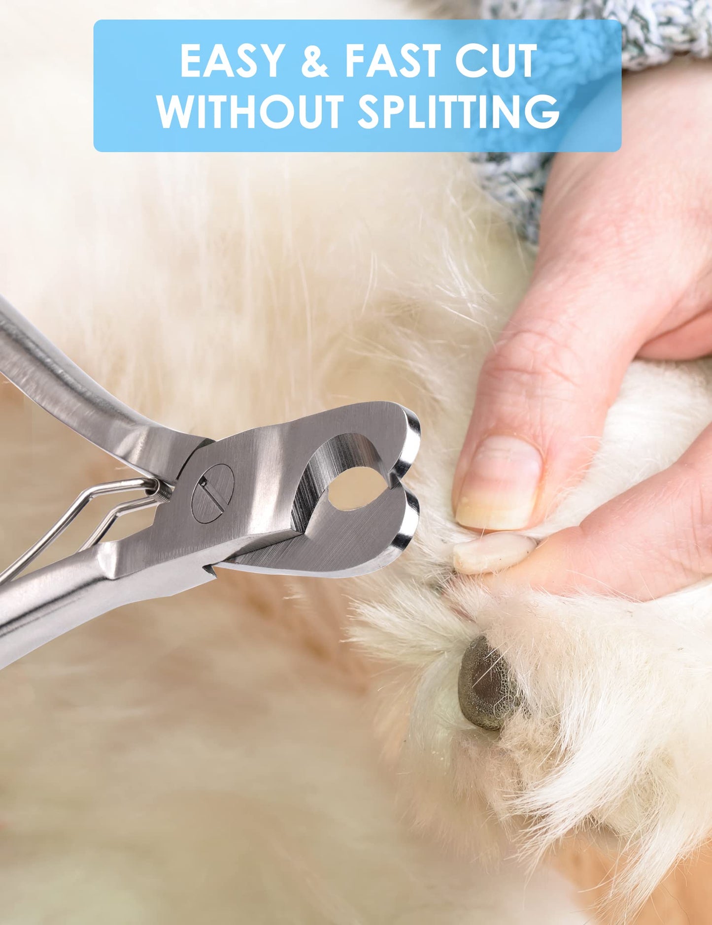 Gobeigo Dog Nail Clippers with Nail File, Professional Heavy Duty Dog Nail Trimmer, Full Martensite Steel Razor Sharp Blade Best for Large Dogs/Thick Toenail Pets/Old Cat, Ergonomic Non-Slip Handles