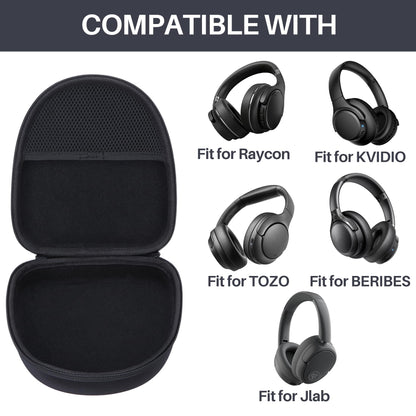 Lebakort Headphone Case Compatible with KVIDIO/TOZO/BERIBES/JLab/Raycon Over-Ear Headphones, Universal Portable Travel Organizer (Black Case)