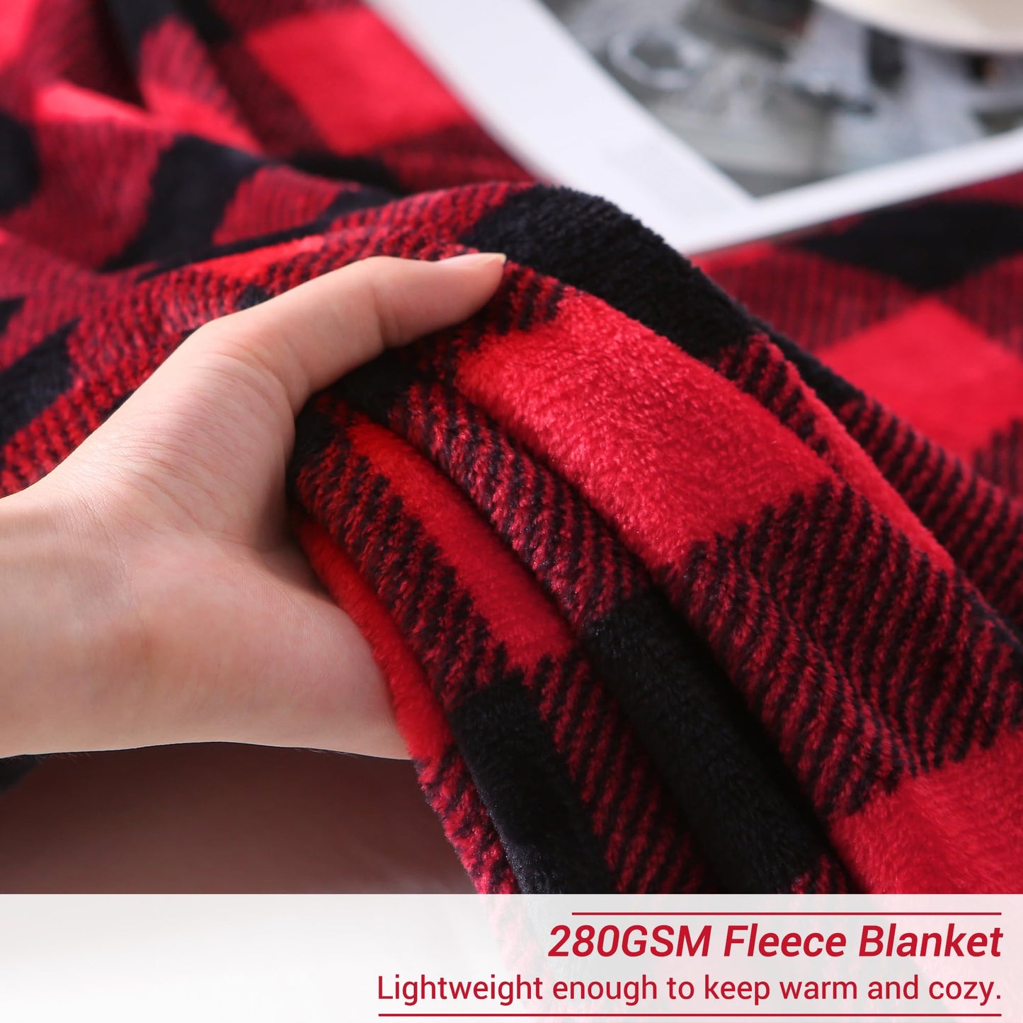 Viviland Checkered Blanket King Size - Soft Fuzzy Cozy Buffalo Plaid Microfiber Blanket for Bed, 90x108 Inches