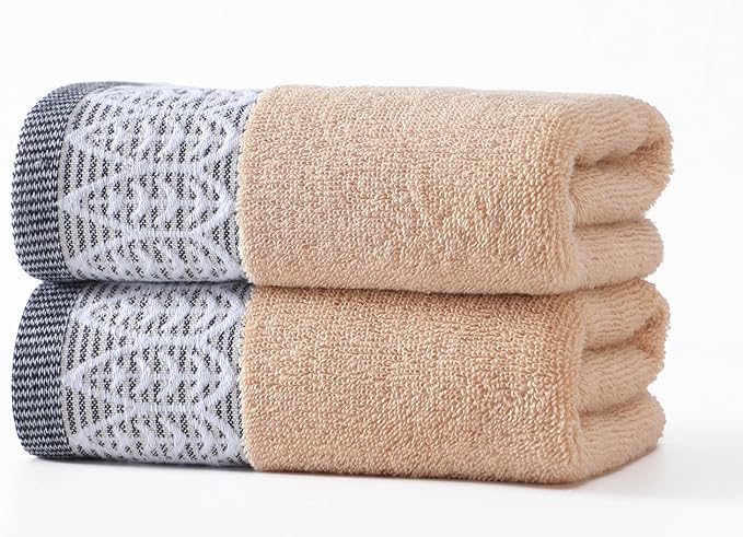 2 Pack Decorative Hand Towels, Leaf Design Cotton, Soft Absorbent Quick-Drying