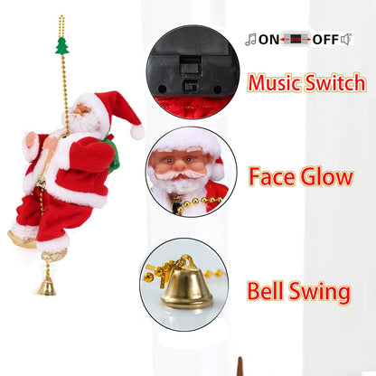 Santa Claus Musical Climbing Rope, Electric Christmas Climbing Santa Rope Decoration Climbing Santa Claus Doll Toy with Christmas Music, Climbing Santa Rope for Home Party Wall Tree Holiday Decoration