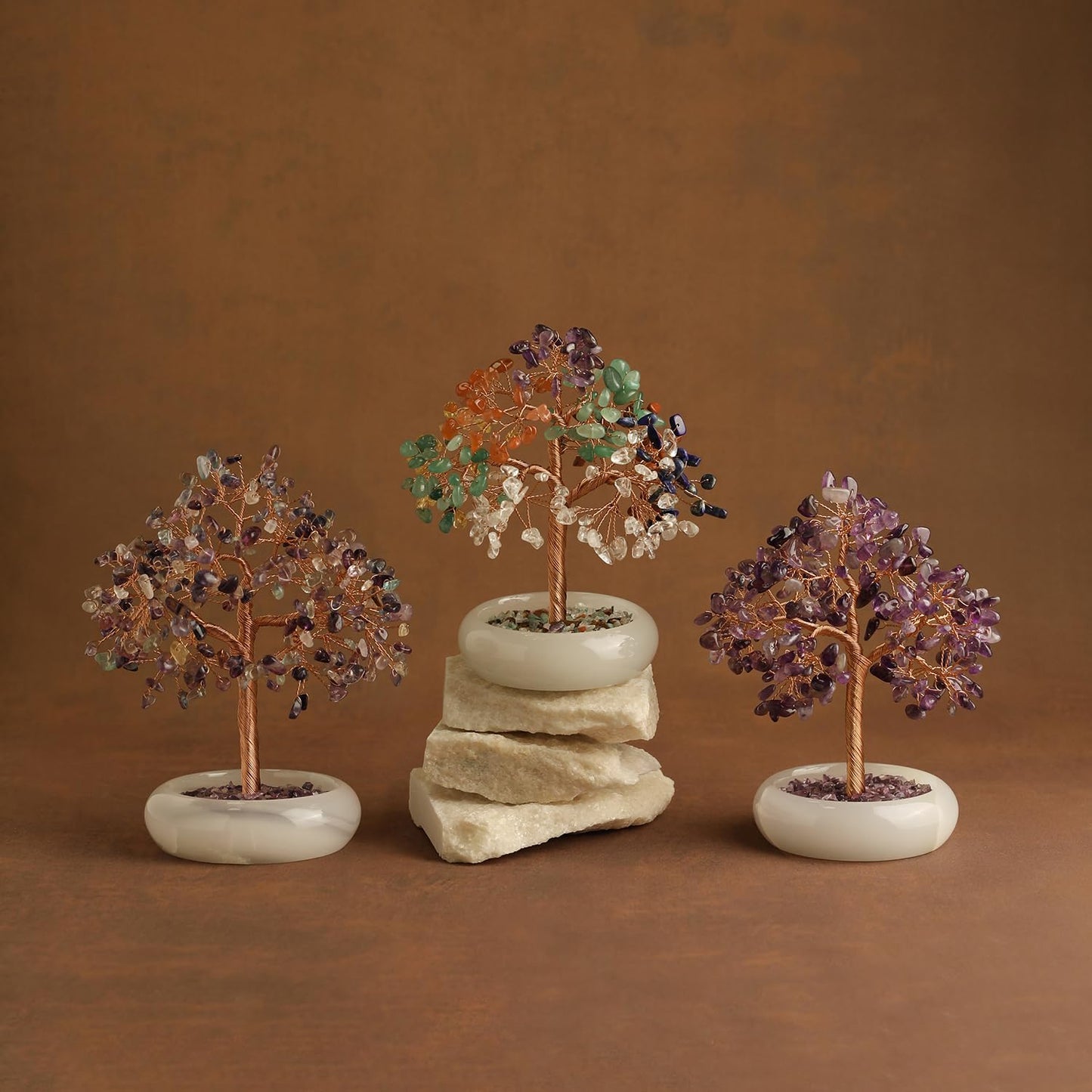 MAGIC AND MIRACLES Seven Chakra Crystal Trees, Bonsai Money Tree, Healing Stones, Crystal Tree of Life, Desk Decor, Home Decor, Unique Birthday Gifts for Women Mom