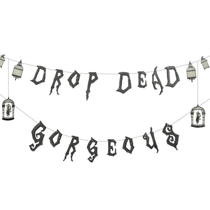 Cheerland Gothic Party Decorations Drop Dead Gorgeous Garland Skeleton Raven for Girls Birthday Party Decoration Wedding Bridal Shower Halloween Hanging Teen Goth Sweet 16 Bachelorette Decor