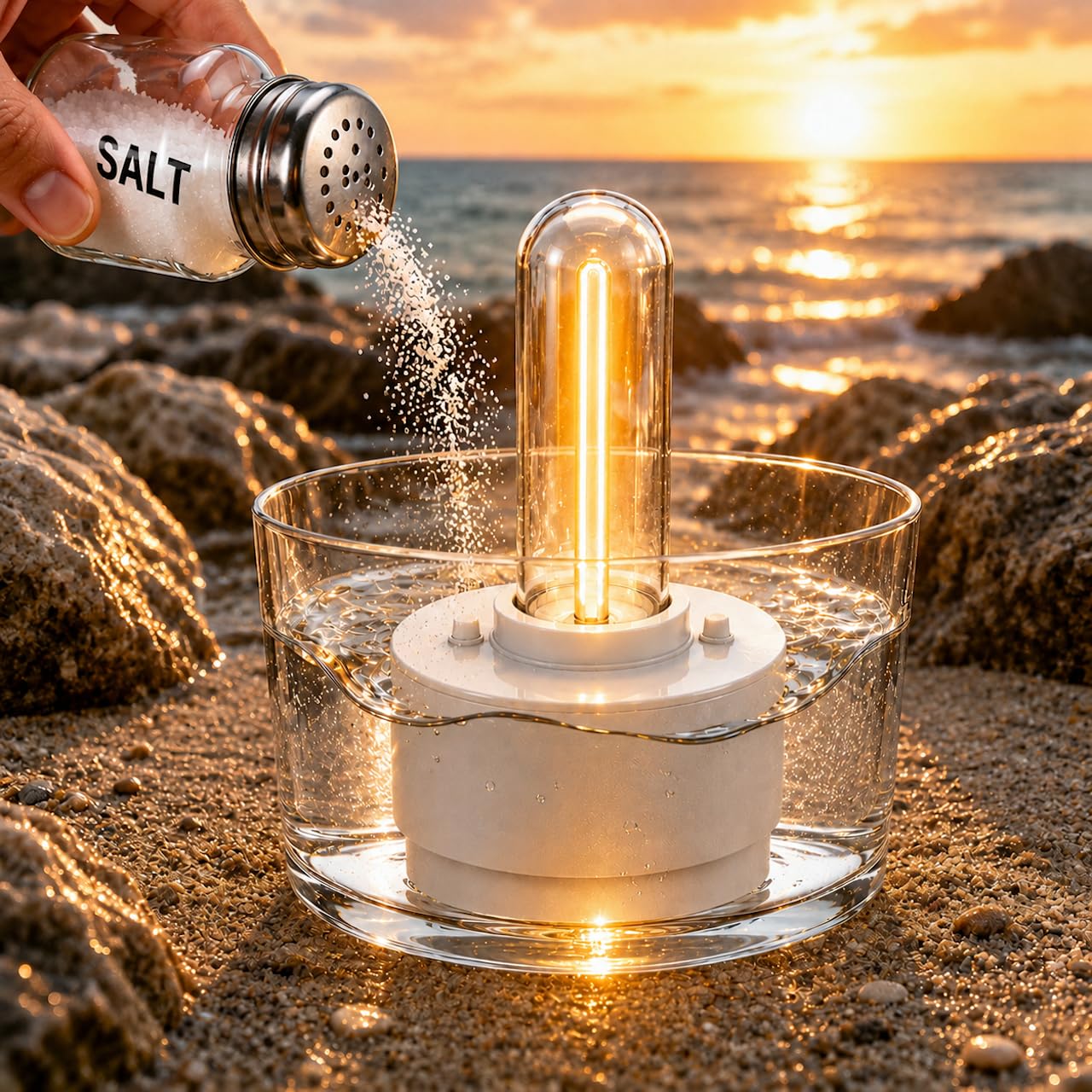 Portable Salt Water Camping Light, No Battery Survival Lantern, Waterproof Floating LED Lamp for Hiking, Fishing, Hurricane & Outdoor Adventures