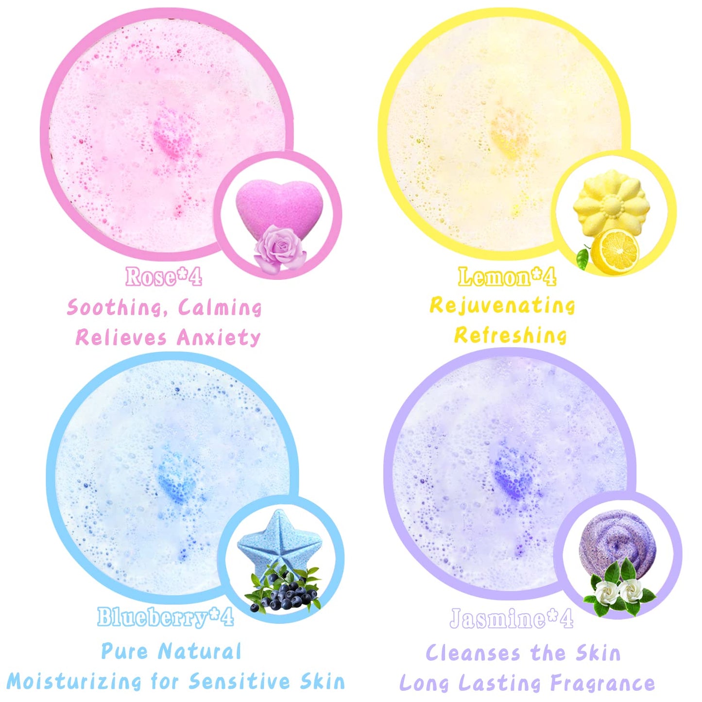 Lanwexy Bath Foot Bombs, 16 Pack Foot Soak with Bath Salt and Tea Tree Oil for Christmas. Organic Natural Handmade Aroma Pure Essential Oil Bubble Feet Balls for Foot Callus, Stubborn Feet Odor Scent.