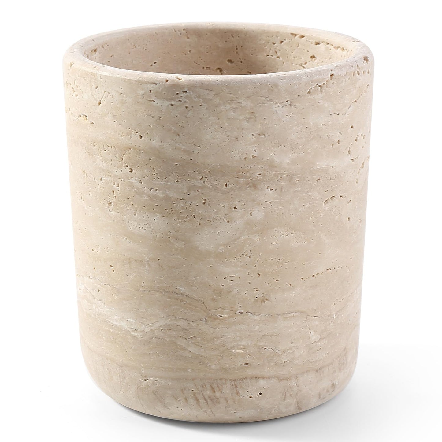 Erongoo Travertine Pen Holder, Natural Travertine Toothbrush Holder Pencil Cup Organizer for Desk,Premium True Marble Desk Accessories for Home Office,Bathroom and Kitchen