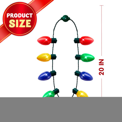 JOYIN 1 Pack Christmas Necklace LED Light Up Necklace 9 Bulbs 6 Modes LED Holiday Costume Accessories for Christmas Xmas Party Favor Party Supply
