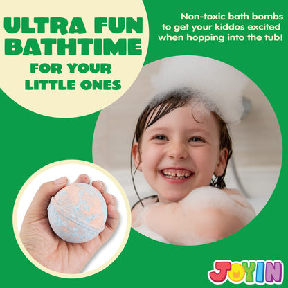 JOYIN 8 Pack Big Bath Bombs for Kids with Mochi Toy, Surprise Toy Inside, Natural Essential Oil SPA Bath Fizzies Set, Kids Safe Party Favors for Boys and Girls
