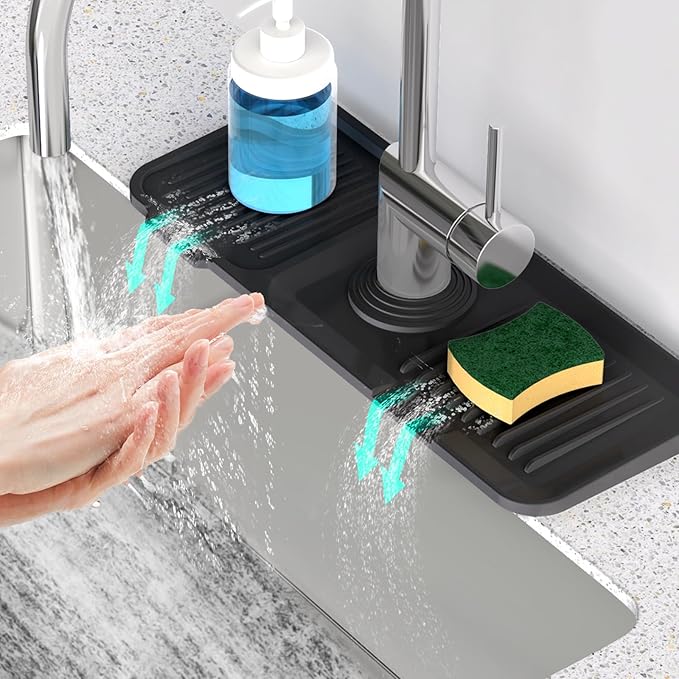 14.6'' Faucet Mat for Kitchen Sink Kitchen Sink Splash Guard Silicone Kitchen