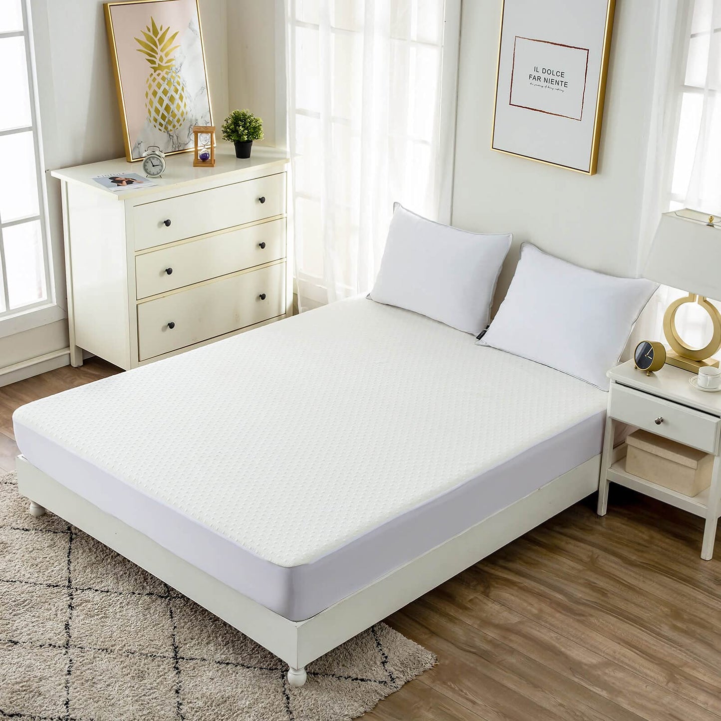 Waterproof Cooling Bamboo Viscose Twin XL Mattress Protector Pad for College Dorm Room Extra Long Twin Bed Soft Quiet Breathable Fitted Matress Cover
