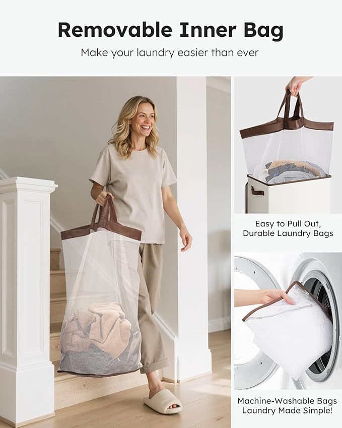 SOLEDI Clothes Hamper with Lid - 100L XL - Large Laundry Basket with Removable