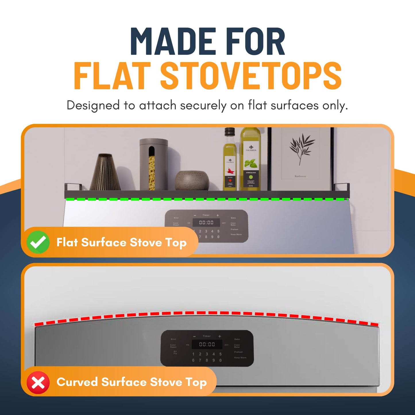 Extendable Steel Over the Stove Shelf for Back of Stove (16 to 30 Inches) Magnetic Stove Top Shelf for Kitchen Stove, Over Stove Shelf for Back of Stove - Over the Stove Spice Rack Shelf