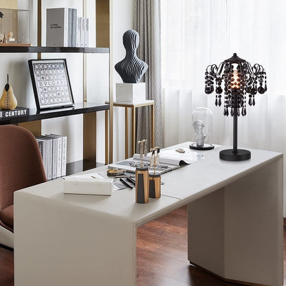 MEIXISUE Small Black Crystal Bedside Table Lamp End Table Lamp Nightstand Lamp Desk Lamps for Bedroom Living Room H20.4'' W12 1-Light E26
