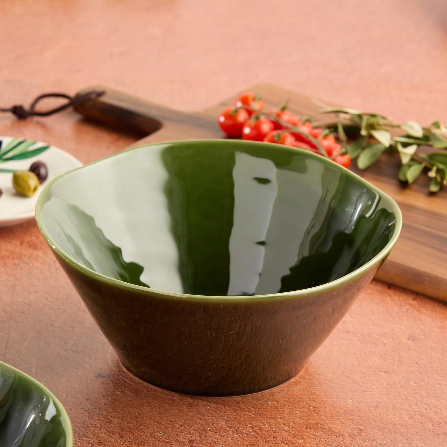Verde Deep Stoneware Bowl 10.5 x 4.5 Inches - 88 oz, Perfect for Salads, Soups, and Serving