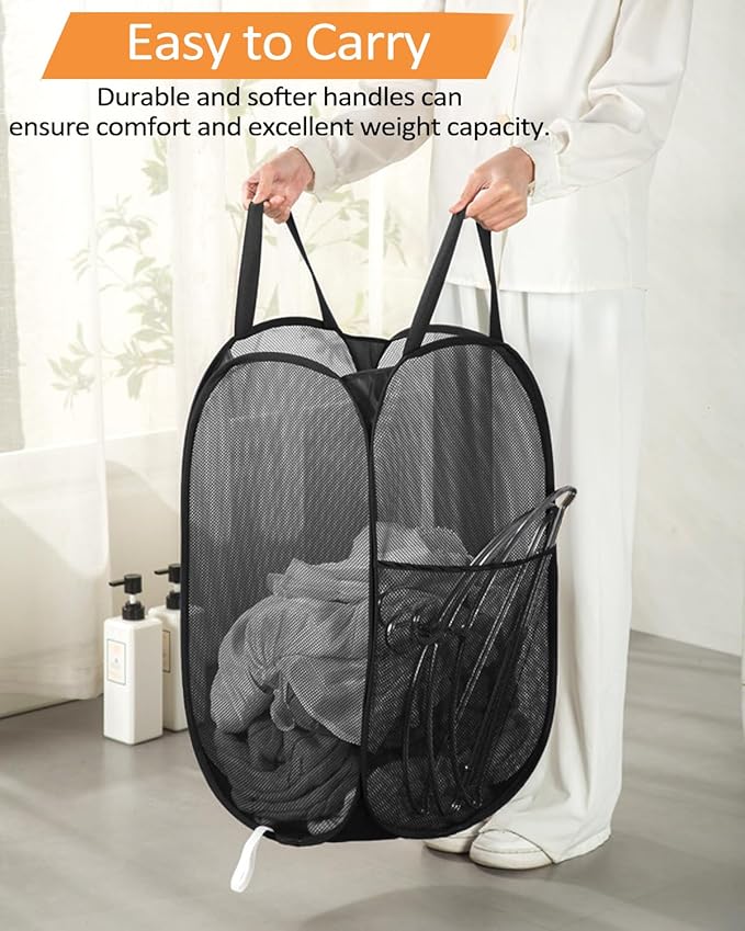 Durable Collapsible Laundry Baskets, Upgrade Foldable Pop Up Hamper