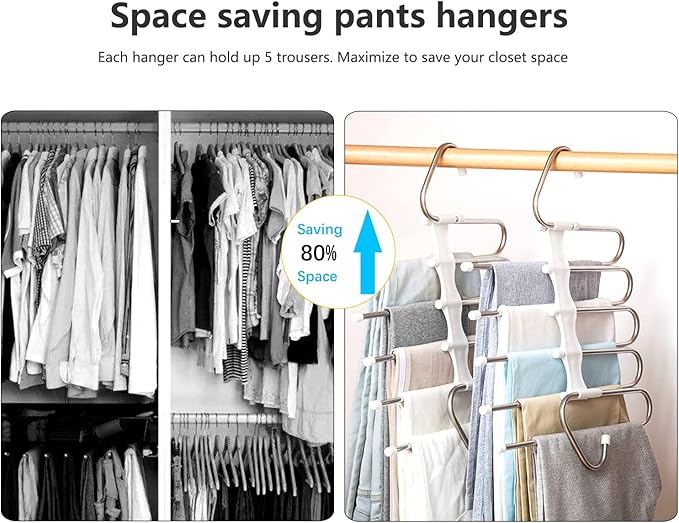 Upgrade Azeroth Pants Hangers 4 Pack Space Saving S-Type Stainless Steel