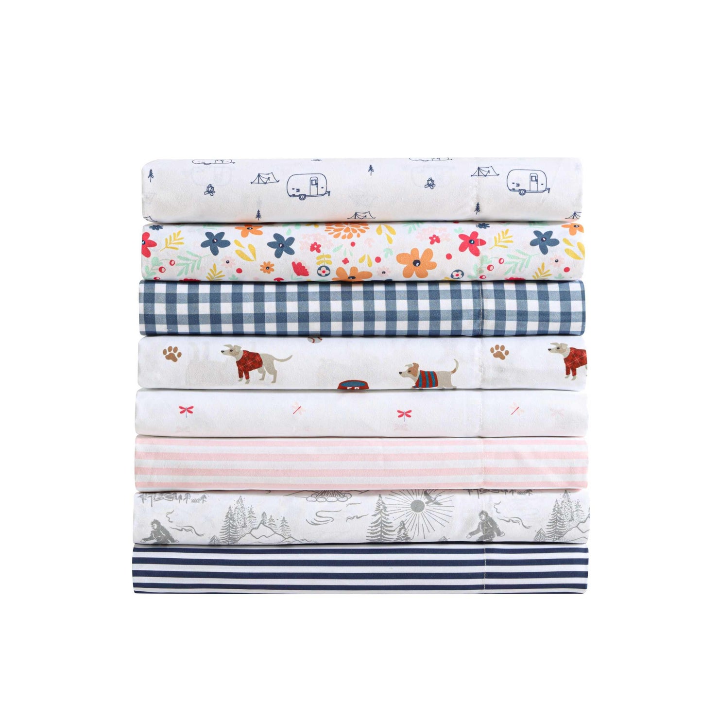 Eddie Bauer Kids - Full Sheet Set, Ultra-Soft Microfiber Bedding with Fully Elastic Fitted Sheet, Kids Bed Set with Pillowcases, Easy Care Bedding (Big Foot Hiking Trip)