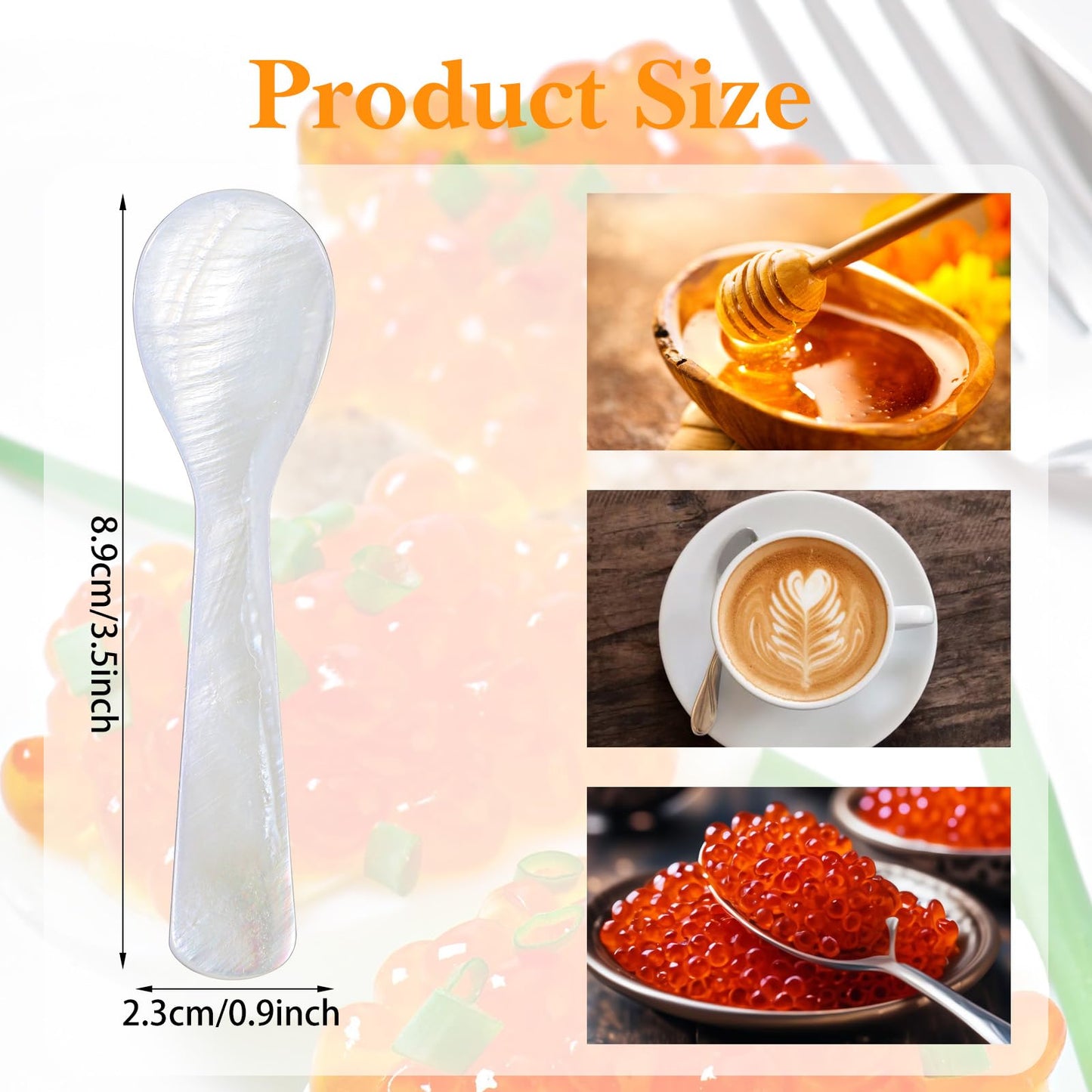 20PCS Mother of Pearl Caviar Spoons, Hand Crafted Shell Spoons with Round Handle for Serving Caviar, Ice Cream, Coffee, Salt & Gourmet Foods (3.5 Inch, White)
