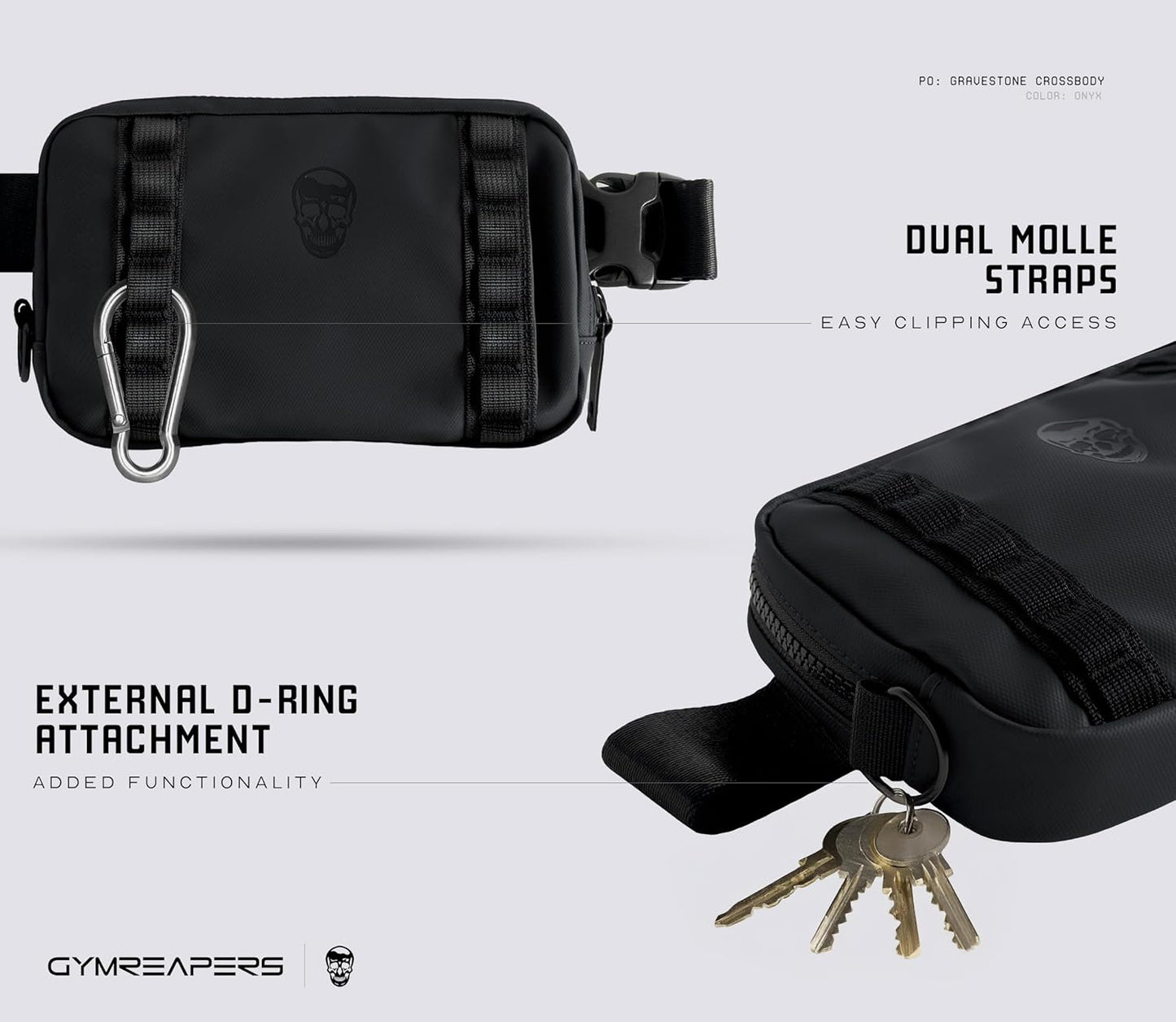 Gymreapers Travel Small Crossbody Bags for Men & Women with Hidden Pocket - Waterproof Crosssbody Fanny Pack for Men with Adjustable Shoulder Sling Belt for Traveling, Running & Hiking (Onyx)