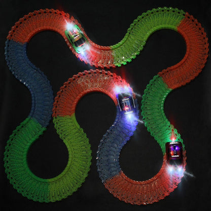 Car Tracks Replacement, Glow in The Dark Toy Cars With 5 Flashing LED Lights, Racing Accessories Compatible With Most Tracks for Kids Boys and Girls (4 Pack)