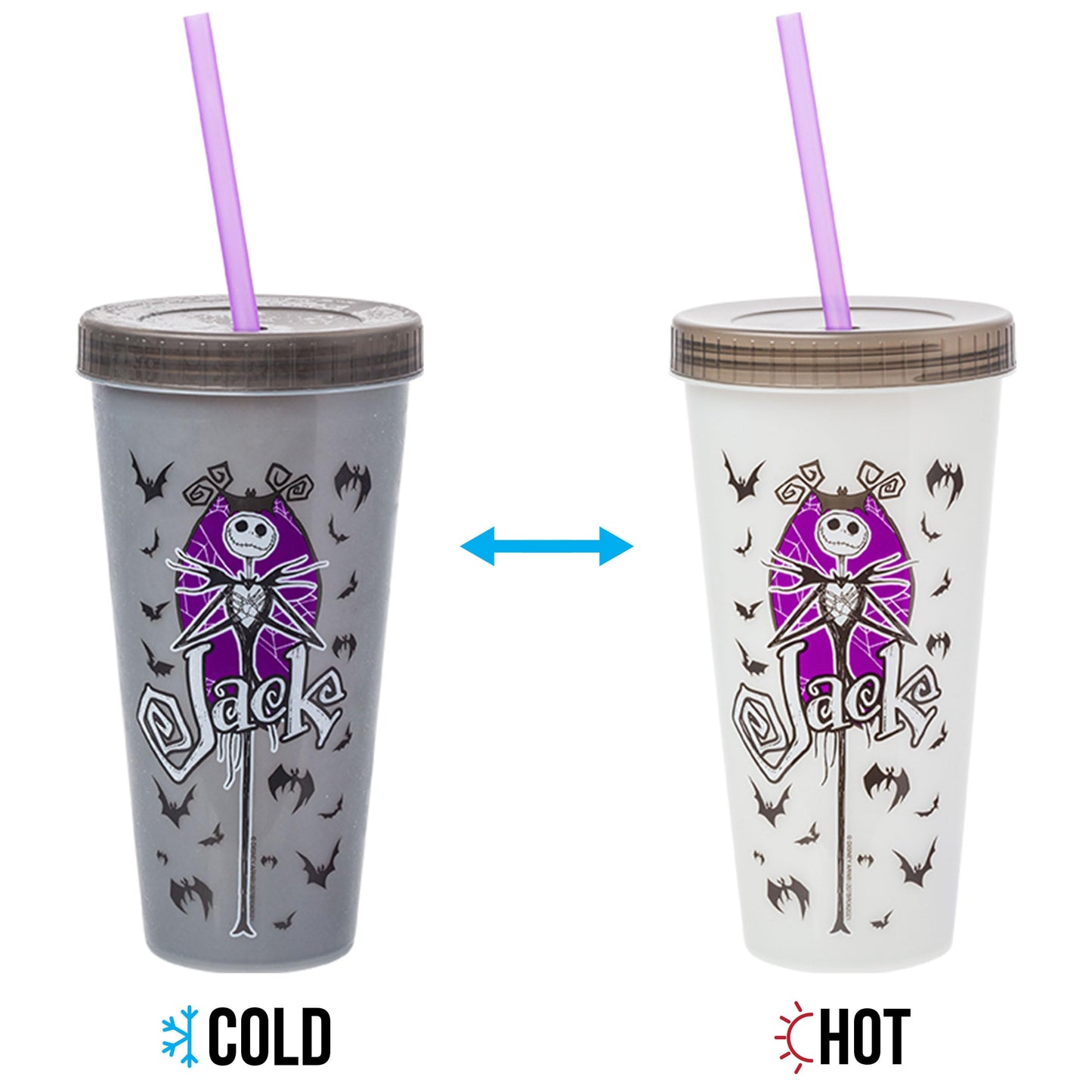 Silver Buffalo Disney Nightmare Before Christmas Character Grid 4 Pack Color Change Plastic Tumbler, 24 Ounces
