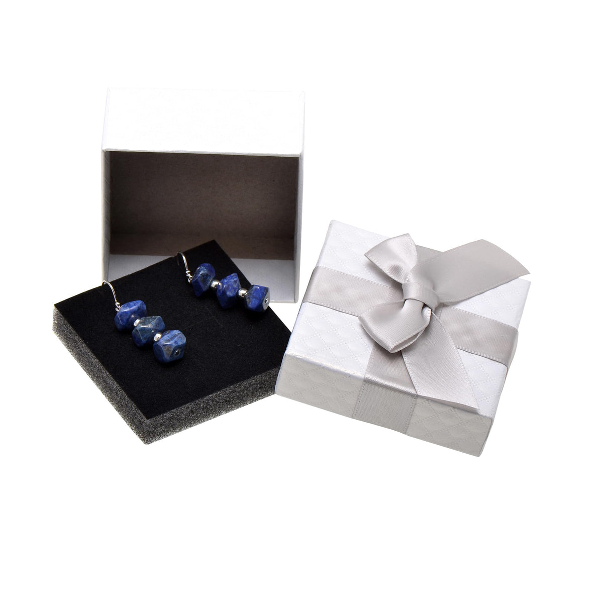 Pearl Miner 2.8 x 2.8 x 1.4 Inches Jewelry Gift Boxes with White Ribbon Bow, 6 Pack