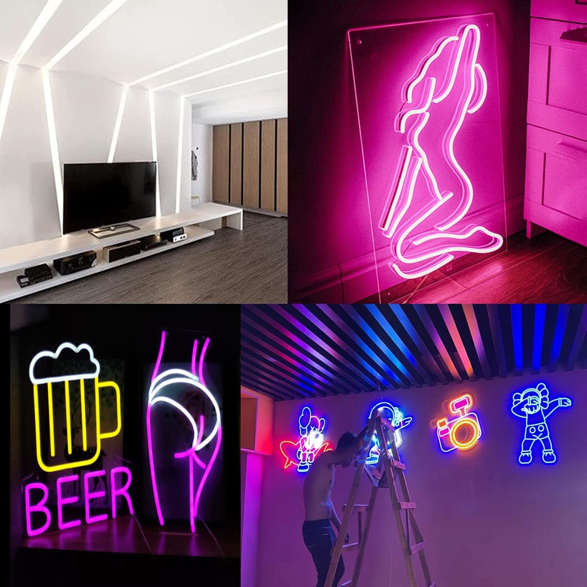 Maxlaxer Orange Neon LED Strip Lights, 16.4ft 12V Waterproof Flexible Light for Indoor/Outdoor Decoration (Includes Power Adapter)