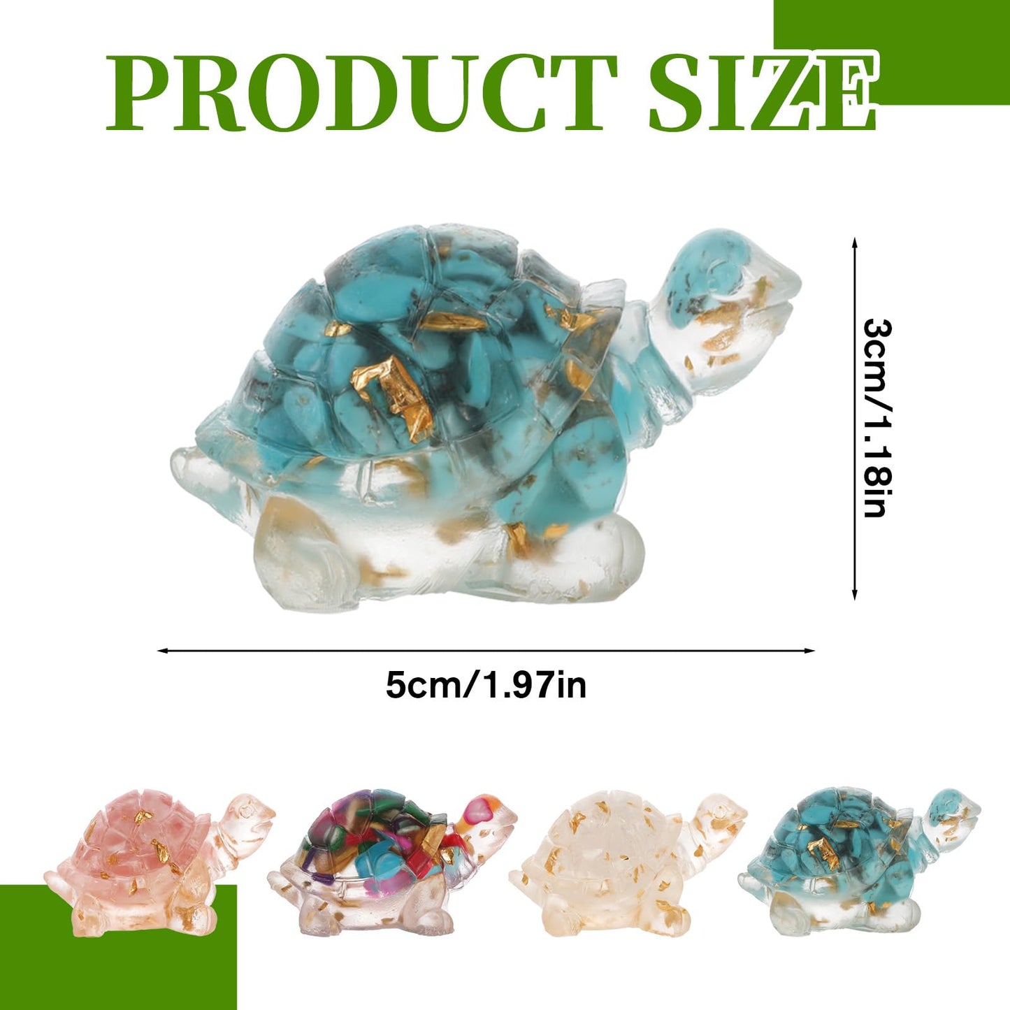 EupHHonycs 4Pcs Crystal Turtle Mini Handmade Crystal Turtle Sea Mini Resin Turtles for Home Office Fish Tank Colorful Healing Crystals Animal Statue Desk Shelf or Meditation Space