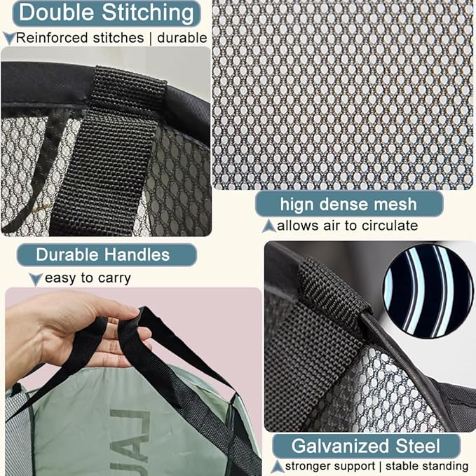 Collapsible Mesh Pop Up Laundry Hamper 2Pack Foldable Laundry Basket