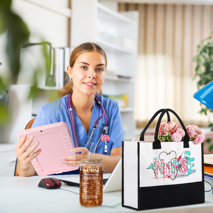 Zopeal Nurse Appreciation Gifts for Women Nursing Gifts Bulk Includes Badge Holder Reel, Tote Bag, Makeup Bag, Socks, Keychain, Cup, and Clipboards(Pink)