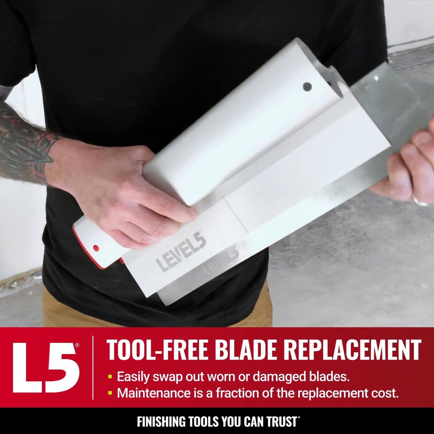 LEVEL5 48-Inch Skimming Blade | Precision 0.3mm German stainless steel blade insert (replaceable), ergonomic aluminum blade profile | 4-948