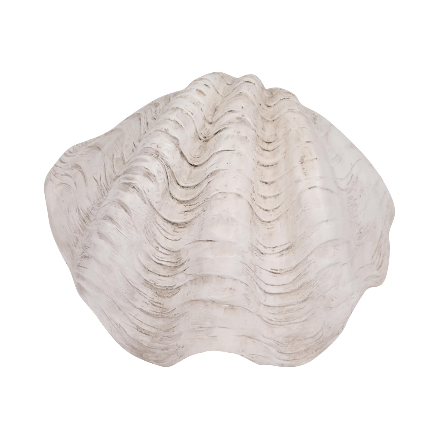 Textured Shell Decorative Bowl for Coffee Centerpiece Table Accent - Wavy Edge Design for Home, Kitchen Counter, or Catchall Dish - Coastal Basin for Key and Candy Bowl - 5", Ivory & Tan