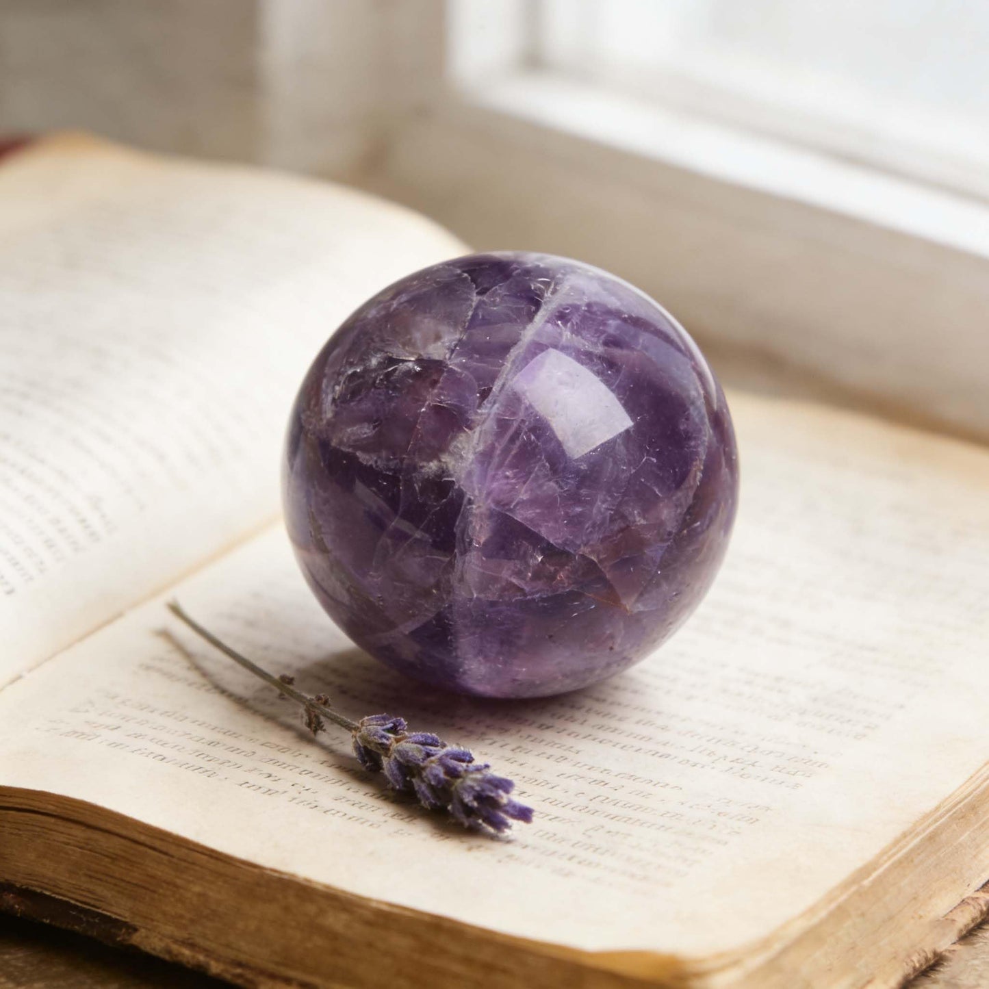 AierCrystal Natural Stone Crystal Sphere Feng Shui Home Decoration Ball Positive Energy Scrying Orb for Meditation Tool for Spiritual Space Purification Globe Diameter6-7cm Amethyst Sphere
