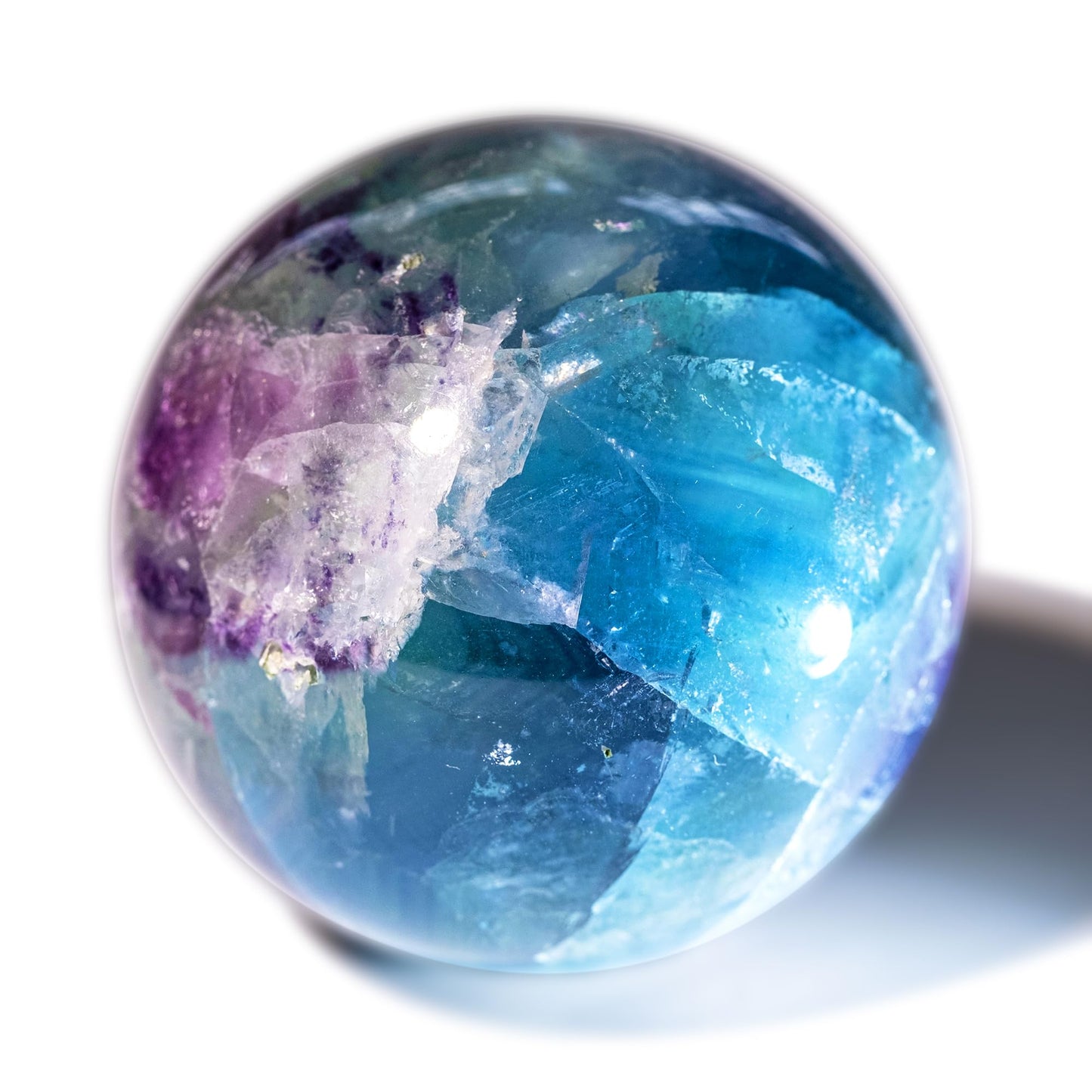 Rainbow Fluorite Crystal Sphere - 1.6-2.0" Inches, Gem-Grade Clarity, Witchcraft Supplies, Healing Crystal for Spooky Room, Ideal for Reiki, Chakra, Feng Shui, Meditation, Healing, and Home Decor