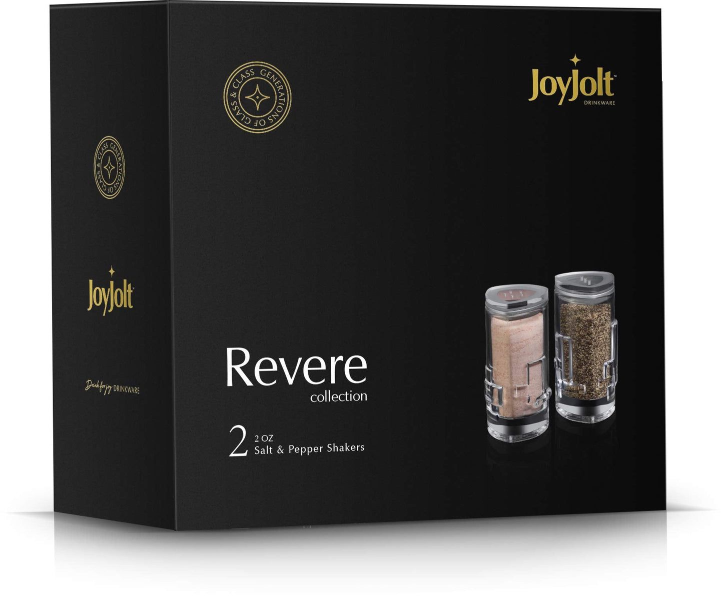 Salt Pepper Shakers by JoyJolt - 2Oz Salt and Pepper Set of 2 - Premium Quality Durable Glass - Elegant Triangle Design - Non-BPA and Dishwasher Safe - Ideal for Home Use, Restaurant, Hotel