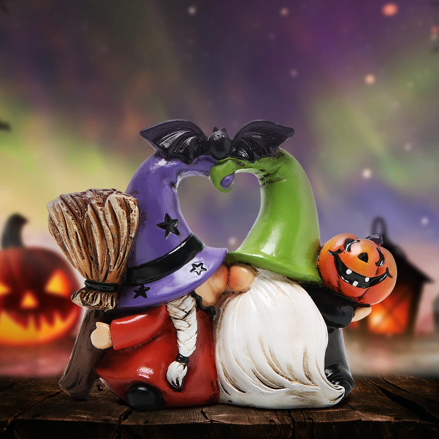 Hodao Halloween Gnomes Decorations Handmade Scandinavian Gnome Ornaments Halloween Gnomes Figurines Home Decor Pumpkin Office Table Decorations Bat Decor