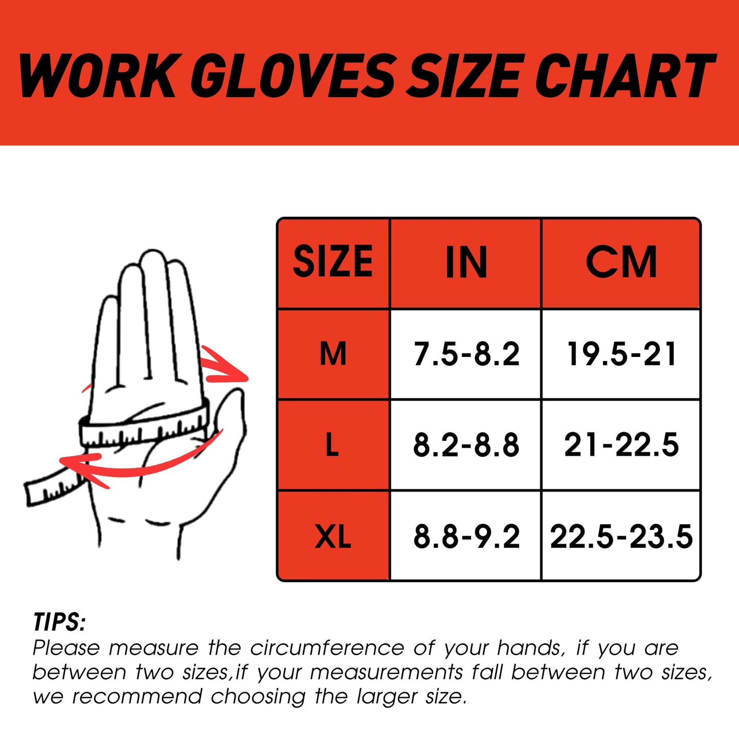 HANDLANDY Anti Vibration Safety Work Gloves for Men Women, Breathable Flexible Spandex Back, Touch Screen Utility Glove (XL, Red)