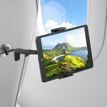 vizzicool Tablet Holder–Airplane iPad/Kindle/Phone Holder Mount for iPad & Tablets, Travel Tablet Stand for Plane Seat Back, Kitchen and RV, Fits 5.9"-9.8" Devices, Release Hands Flight Accessories