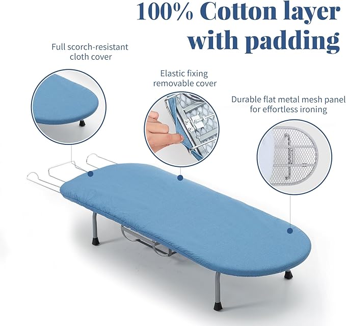 Metal Foldable Iron Board with Iron Holder, RAINHOL Small Ironing Board