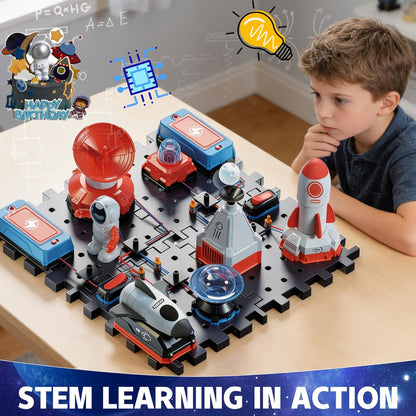 STEM Circuit Kit for Kids Ages 6+, 32PCS Electronics Exploration Kit with 150+ Creative Projects for Home & School Learning, Educational Physics Science Toy Gift for Boys Girls