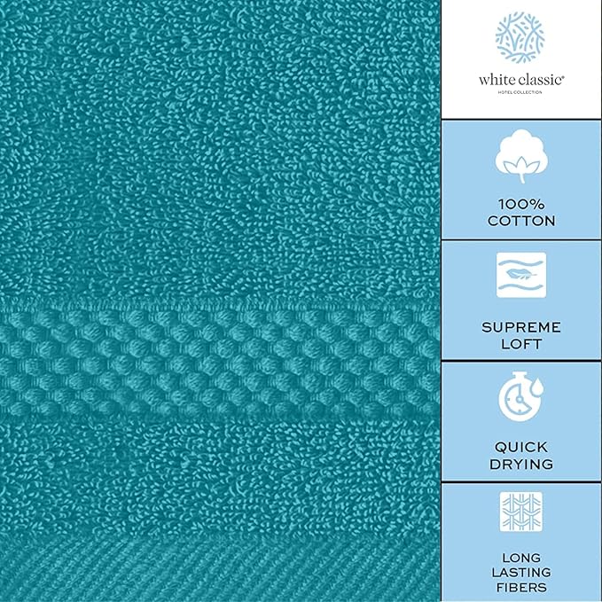 White Classic Luxury Cotton Washcloths 13x13 Inch