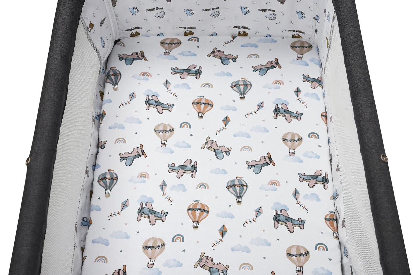 Tontukatu Stretchy Fitted Crib Sheets Set 2 Pack Portable Crib Mattress Topper for Baby Girl Boy,Ultra Soft Jersey Material, Cream & Cloud
