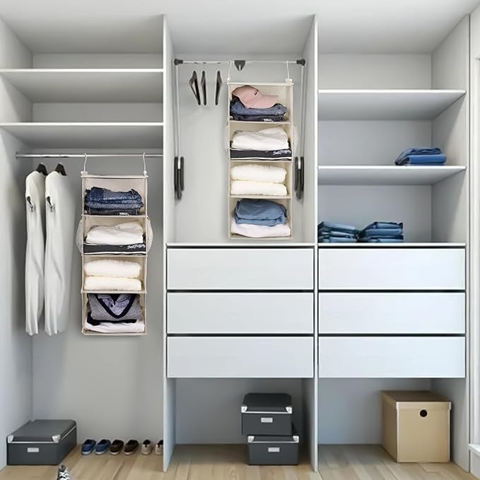 MAX Houser 4 Tier Shelf Hanging Closet Organizer, Closet Hanging Shelf