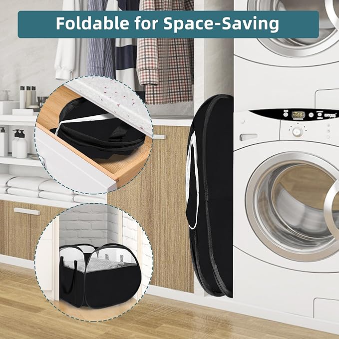 Laundry Basket with Handles 90L, Collapsible Laundry Baskets, Foldable Laundry