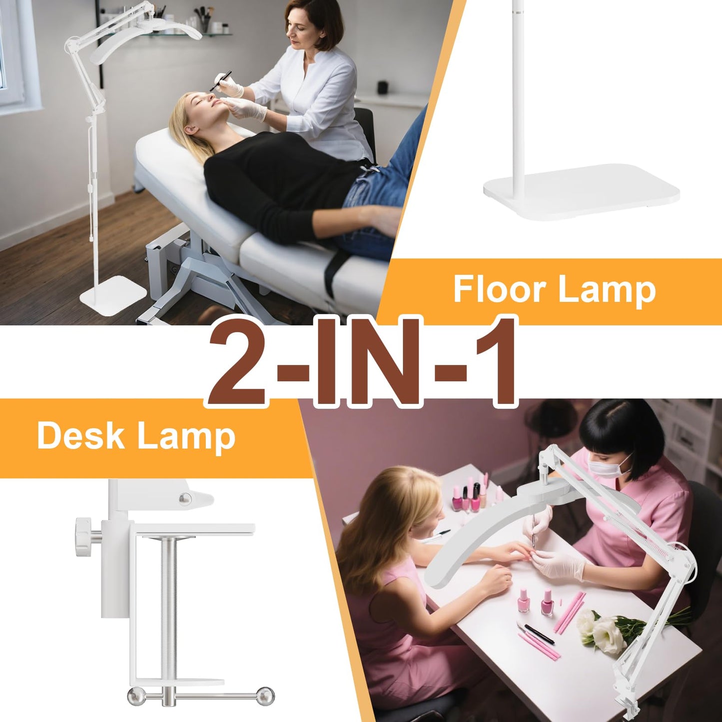 KALVISH 2-in-1 Lash Light - 2026 Upgraded Professional LED Half Moon Lamp for Eyelash Extensions, Tattoo, Nail Artists, Salon SPA, Adjustable Brightness & Color Temperature, Remote Control, White