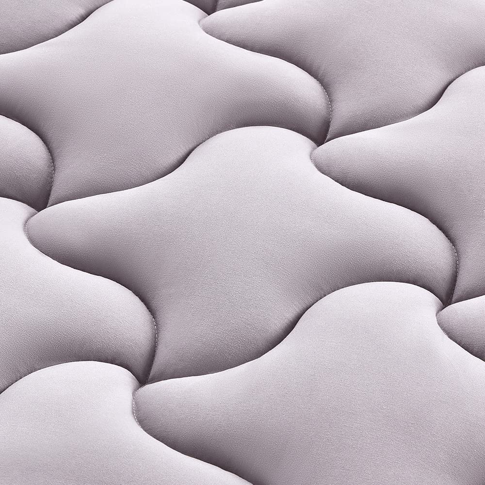 SLEEP ZONE Mattress Topper Twin, Cooling Mattress Pad, Quilted Fitted Mattress Cover, Machine Washable Mattress Protector, Soft Fluffy Down Alternative, Deep Pocket 8~21 inch (Grey, Twin)