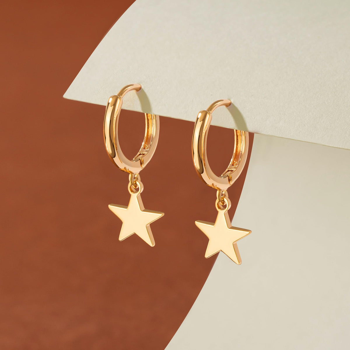 Gold Dangle Drop Hoop Earrings for Women Men Gold Plated Dainty Earrings Hypoallergenic Star Cross Huggie Hoops Jewelry for Everyday Wear