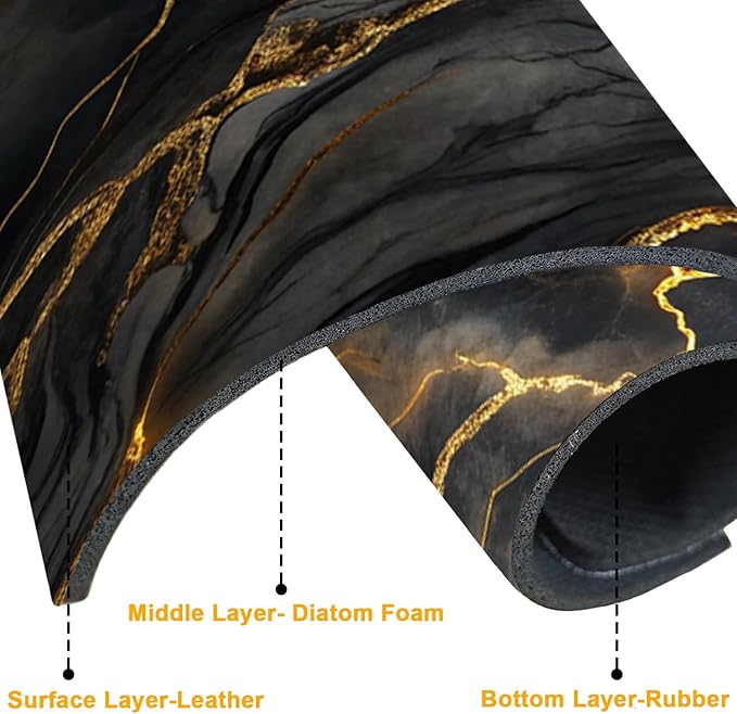 2 Pack Marble Texture Sink Splash Guard Faucet Mat Liquid Gold Marble Texture